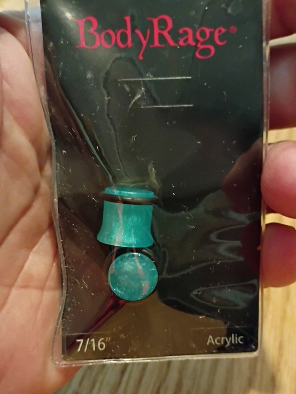 BodyRage Teal Acrylic Ear Plug Pair - 7/16"